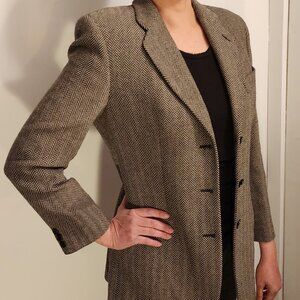 Giorgio Armani 100% Wool Blazer Suit Jacket Herringbone U.S. Size 12 / Italy 48